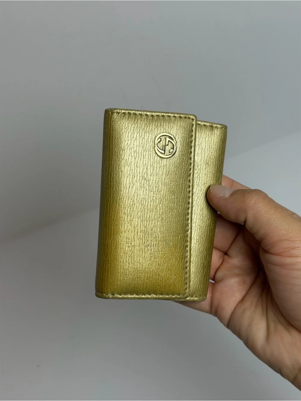Gucci Metallic Gold Leather Key Holder Case